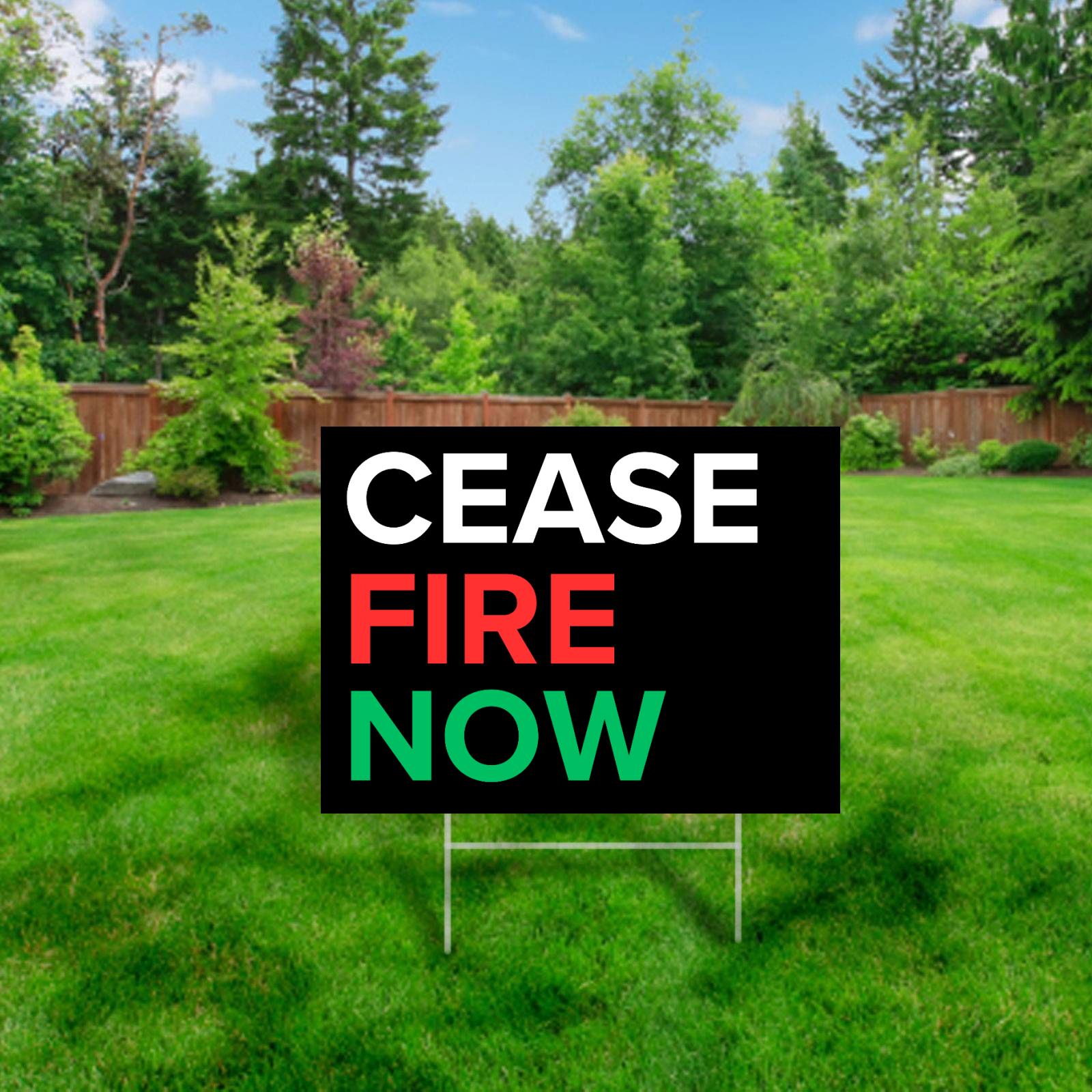 Ceasefire Now Yard Sign