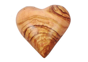 Hand Carved Olive Wood Hearts (Set of 10)