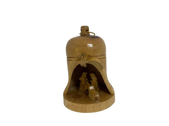 Olive Wood Bell Christmas Ornament