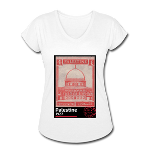 PALESTINE STAMP Tri-Blend V-Neck T-Shirt (Women) - white