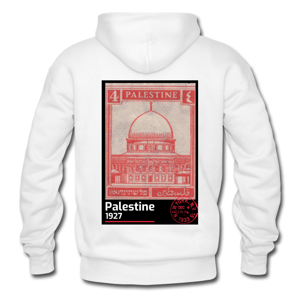 PALESTINE STAMP UNISEX HOODIE - white