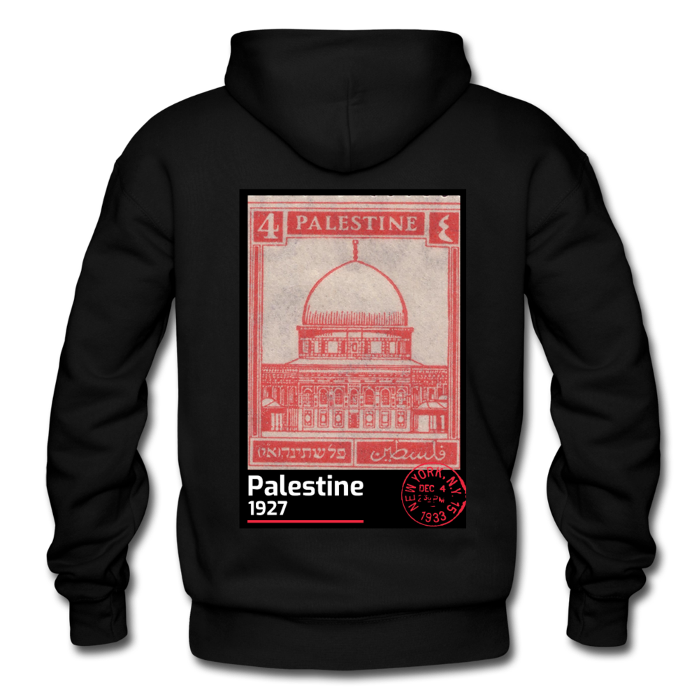 PALESTINE STAMP UNISEX HOODIE - black