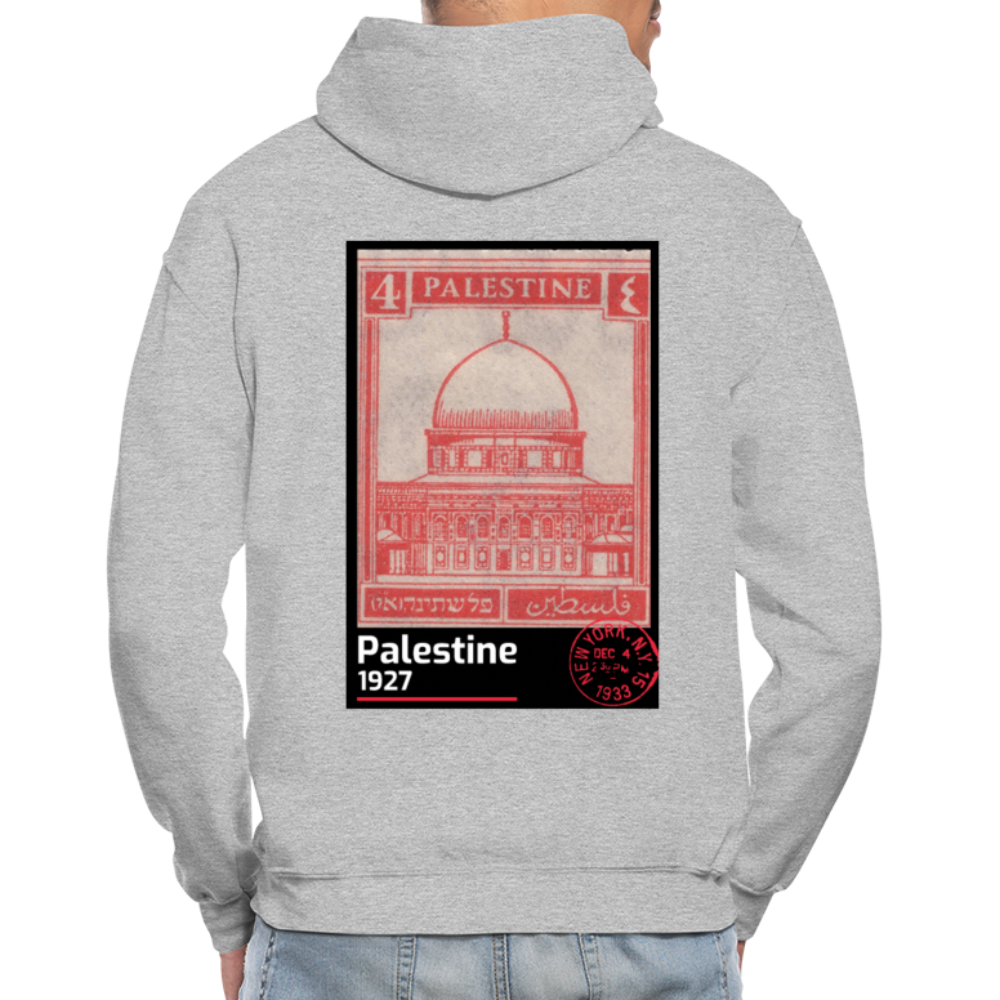 PALESTINE STAMP UNISEX HOODIE - heather gray