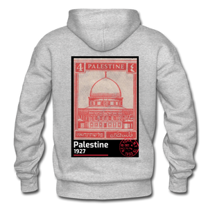 PALESTINE STAMP UNISEX HOODIE - heather gray