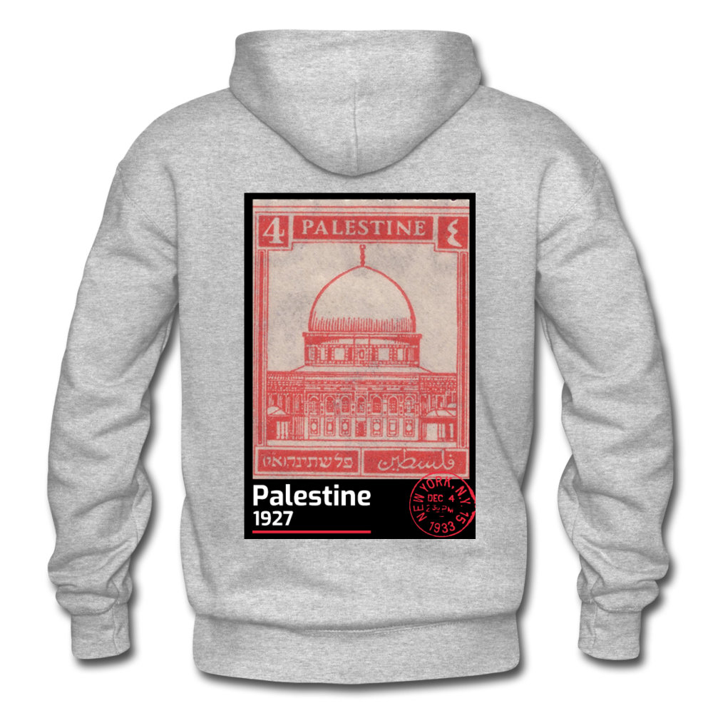PALESTINE STAMP UNISEX HOODIE - heather gray