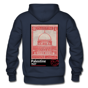 PALESTINE STAMP UNISEX HOODIE - navy