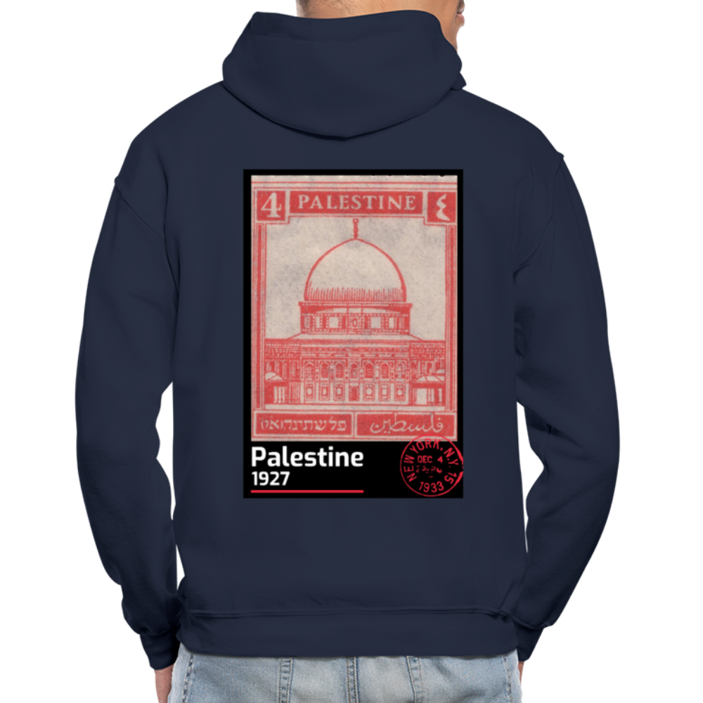PALESTINE STAMP UNISEX HOODIE - navy