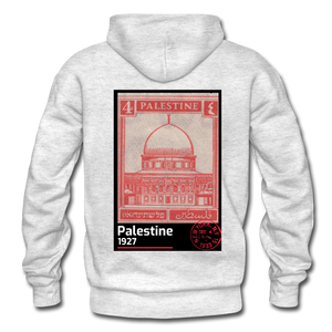 PALESTINE STAMP UNISEX HOODIE - light heather gray