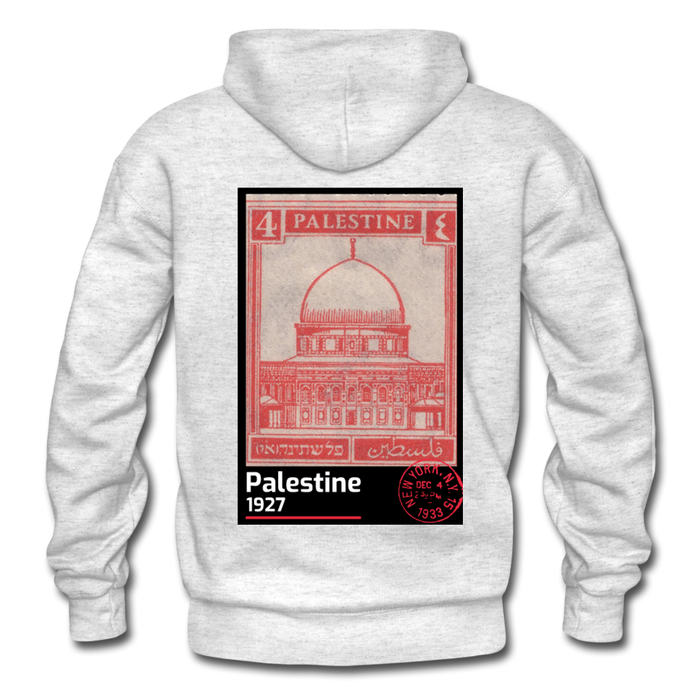 PALESTINE STAMP UNISEX HOODIE - light heather gray