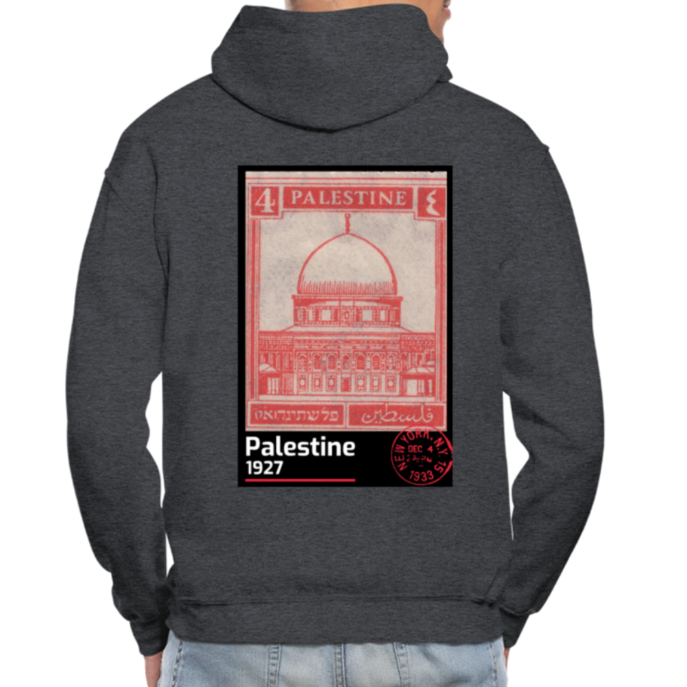 PALESTINE STAMP UNISEX HOODIE - charcoal grey