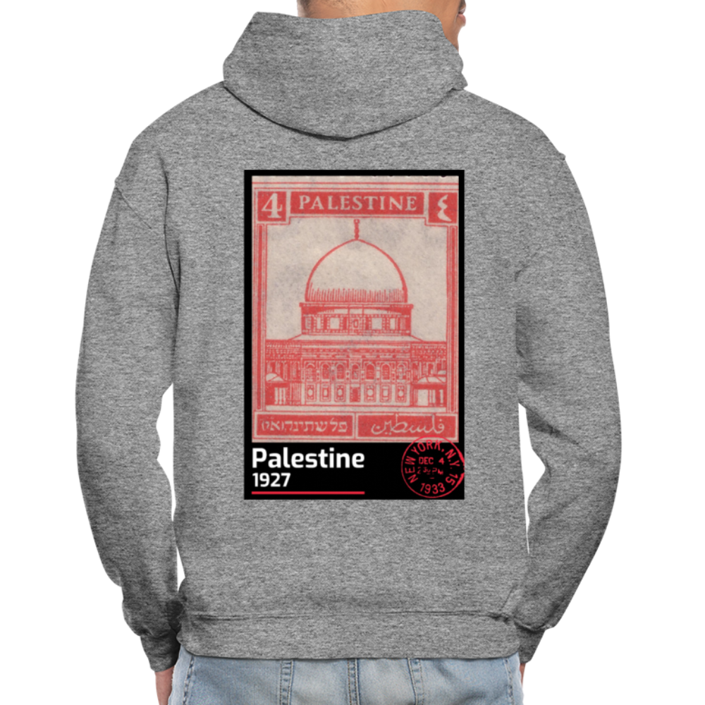 PALESTINE STAMP UNISEX HOODIE - graphite heather