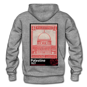 PALESTINE STAMP UNISEX HOODIE - graphite heather