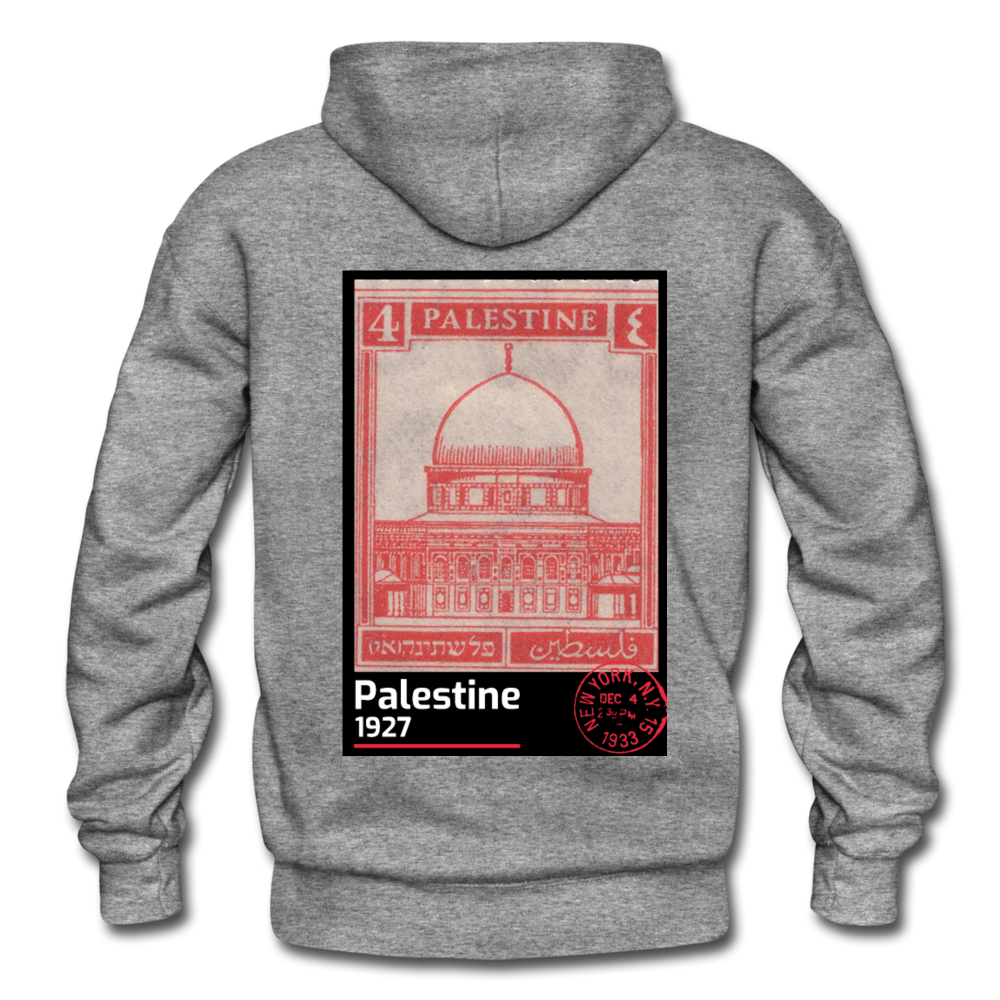 PALESTINE STAMP UNISEX HOODIE - graphite heather