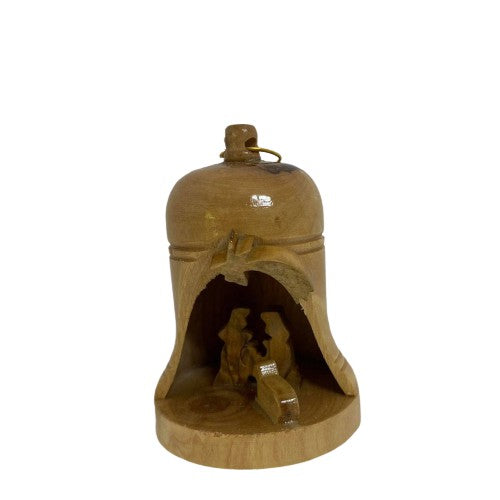 Olive Wood Bell Christmas Ornament