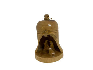 Olive Wood Bell Christmas Ornament