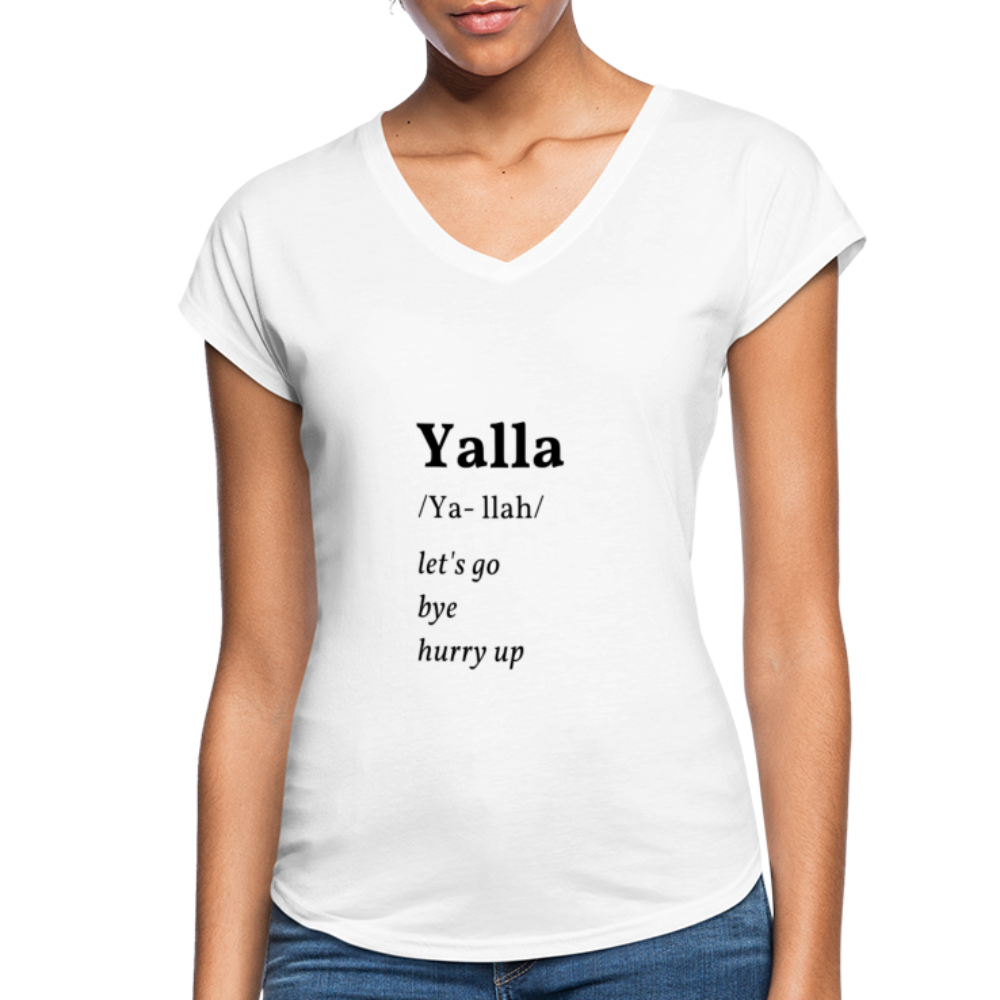 Yalla Women's V-Neck T-Shirt - white